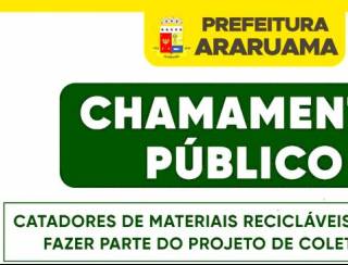 Prefeitura de Araruama faz Chamamento Público para cadastrar os catadores de materiais recicláveis do município