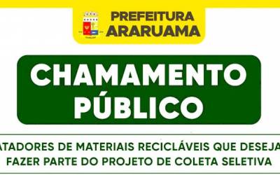 Prefeitura de Araruama faz Chamamento Público para cadastrar os catadores de materiais recicláveis do município